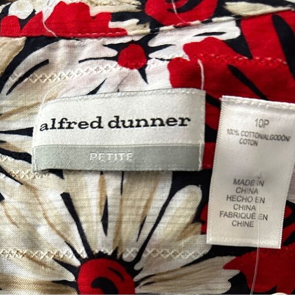 Alfred Dunner Blouse Shirt Top Womens Red 3/4 Sleeves Button Up size 10 (PETITE) - Picture 6 of 6